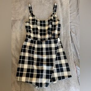 Black Plaid romper No Boundaries